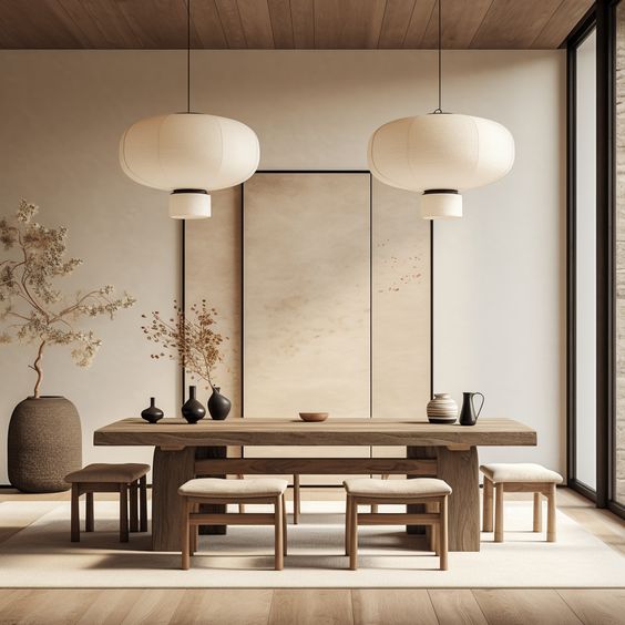 Dining room japandi - Réalisation Architecte d'intérieur PACA